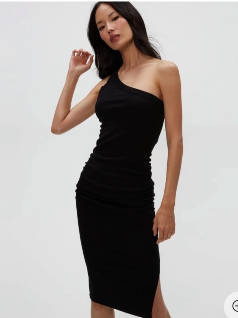 Michael Stars Coco One Shoulder Ultra Ribbed Bodycon Dress Black XS Petite NWT